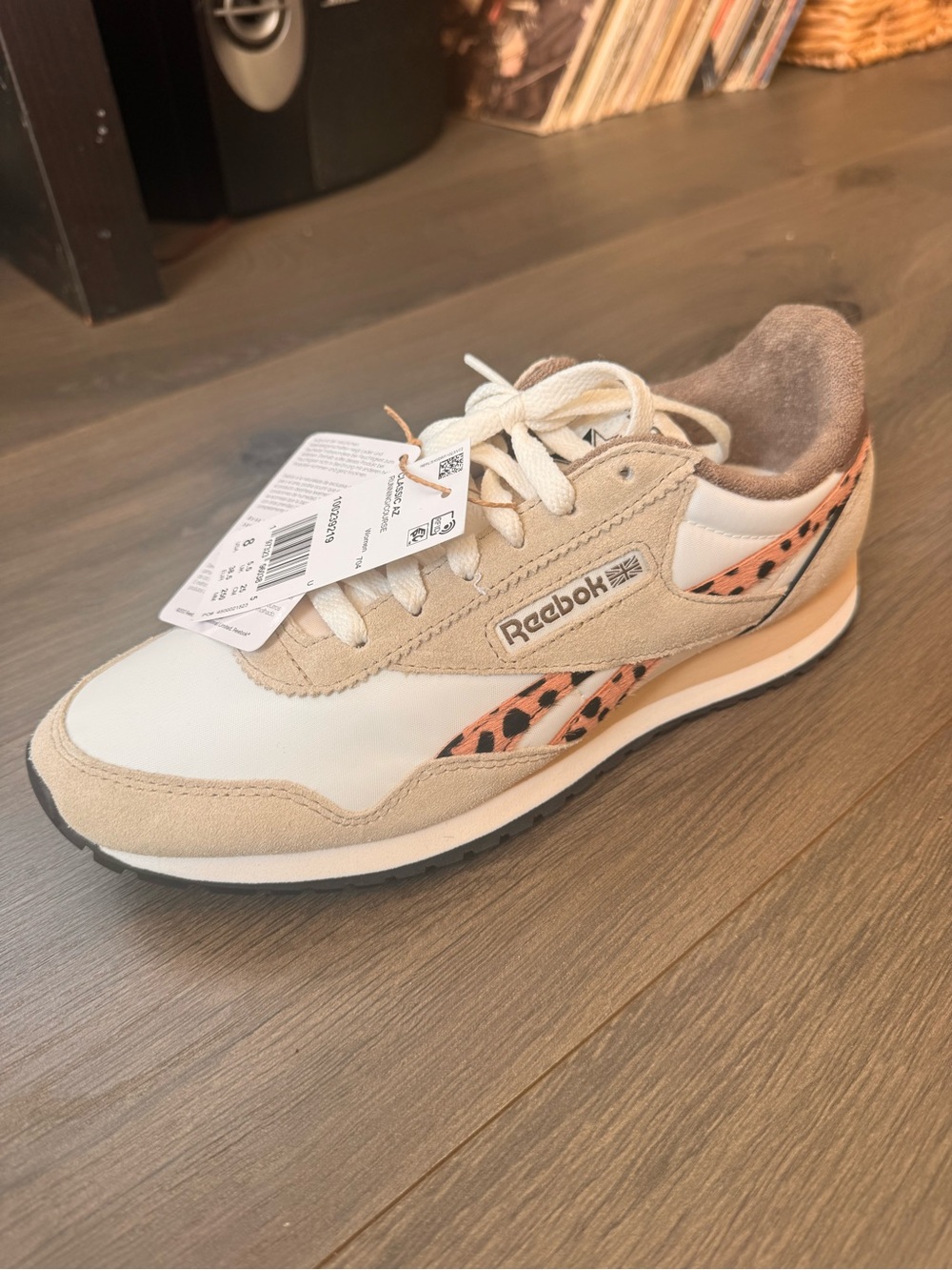 Reebok Women Beige, White & Leopard-Accent Sneakers - Picture 3 of 4